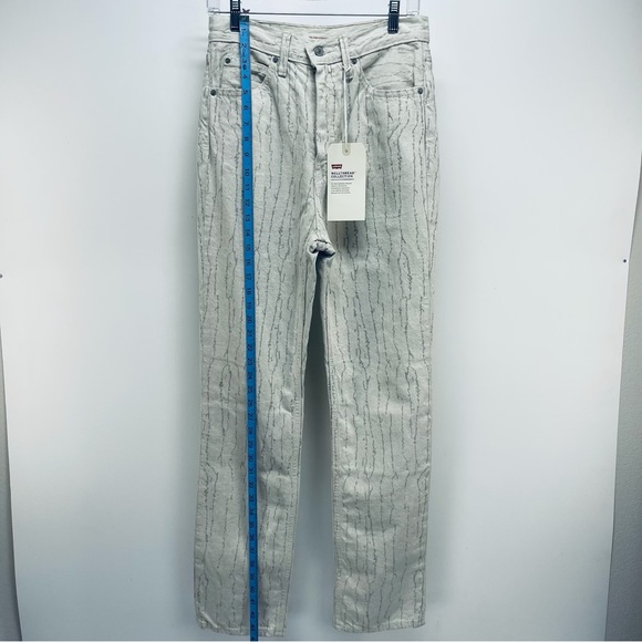 LEVI'S WELLTHREAD® '70S Jeans 27x31 Womens High Rise Straight Fit Stripes Beige - Picture 11 of 14